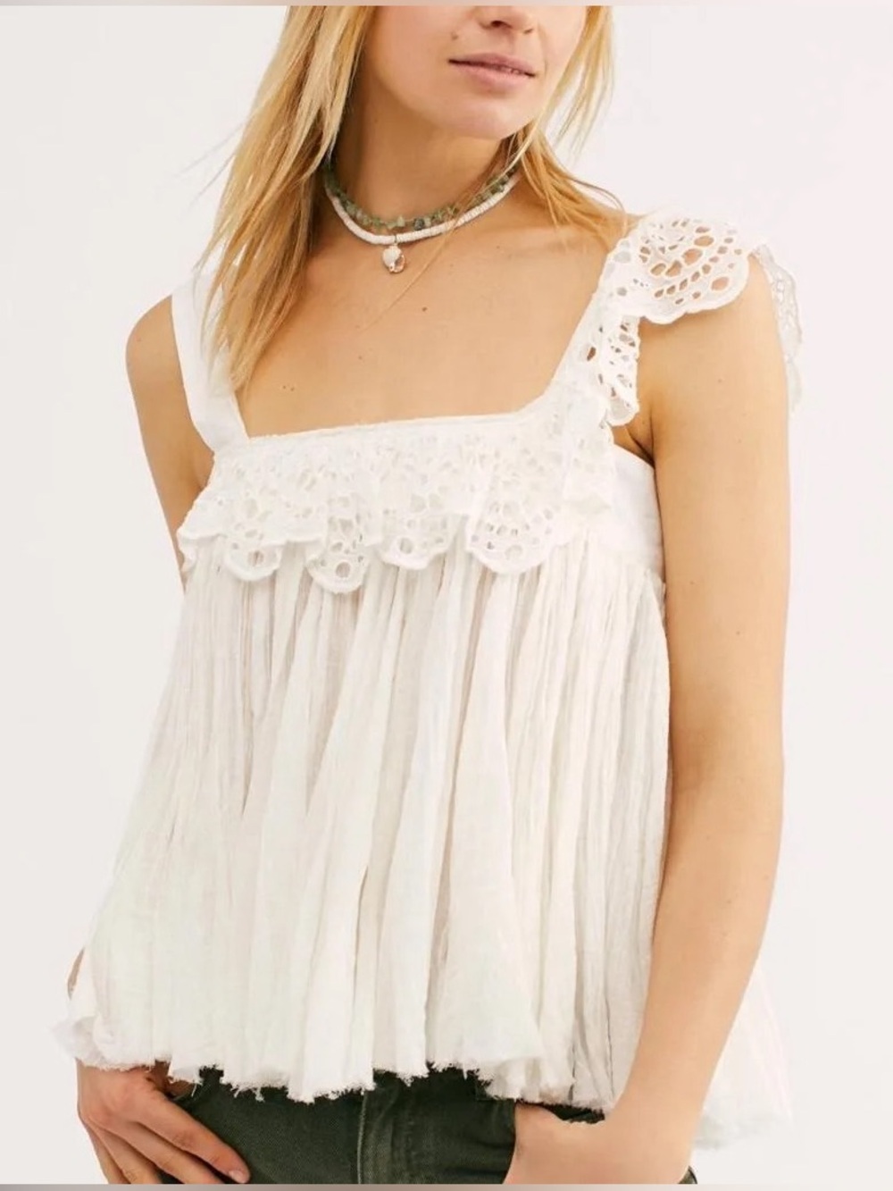Free People Garden Party Eyelet top in teal